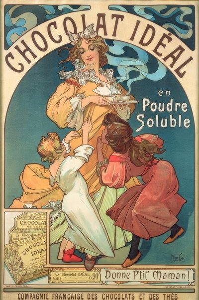 Chocolade Ideaal in Oplosbaar Poeder door Alphonse Mucha