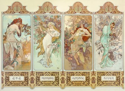 De vier seizoenen door Alphonse Mucha