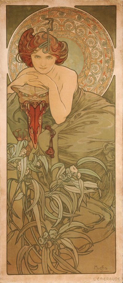 Smaragd Uit de serie De edelstenen door Alphonse Mucha