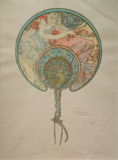 Ontwerp voor een waaier door Alphonse Mucha