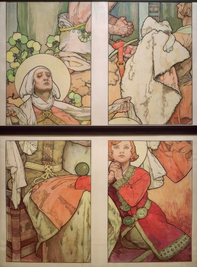 Raam van St. Veit in Praag door Alphonse Mucha