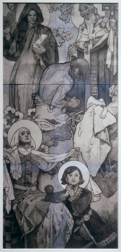 Raam van St. Veit in Praag door Alphonse Mucha
