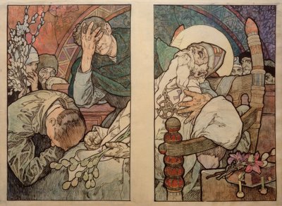Raam van St. Veit in Praag, karton 1931 door Alphonse Mucha