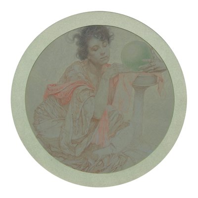 Waarzegster met Kristallen Bol door Alphonse Mucha