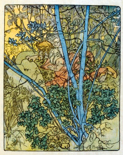 Illustratie door Alphonse Mucha uit "Clio" een werk van de Franse auteur Anatole France. 1900. Mucha (1860-1939) was een Tsjechische Art Nouveau schilder door Alphonse Mucha