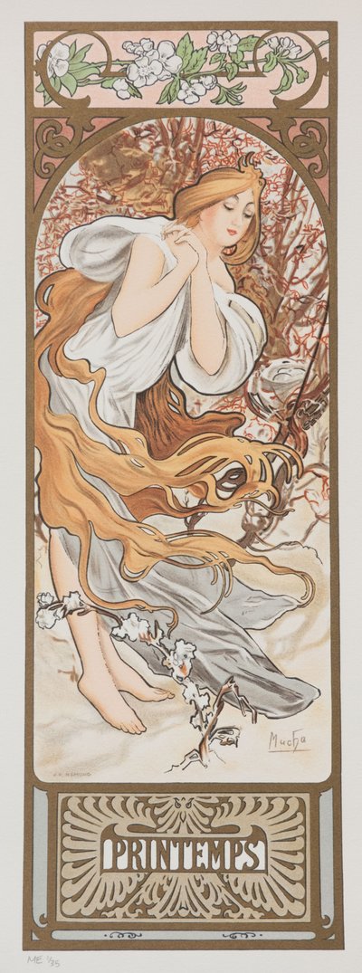 De Seizoenen. Lente, 1897 door Alphonse Mucha