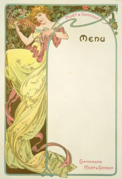 Moët & Chandon / Menu door Alphonse Mucha