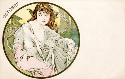Oktober, 1900 door Alphonse Mucha