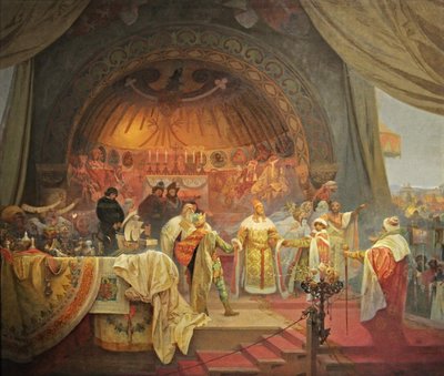 Ottokar II van Bohemen. De Unie van Slavische Dynastieën De cyclus Het Slavische Epos door Alphonse Mucha