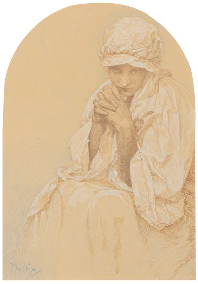Portret van Jaroslava, de dochter van de kunstenaar, c. 1924 door Alphonse Mucha