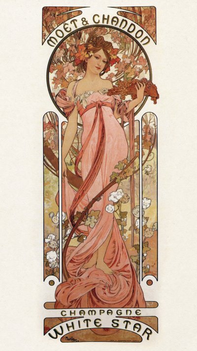 Poster voor Moët & Chandon - Champagne White Star, 1899 door Alphonse Mucha