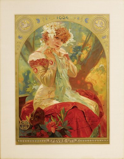 Poster voor Lefèvre-Utile. Sarah Bernhardt in de rol van Melissinde in La Princesse Lointaine door Alphonse Mucha