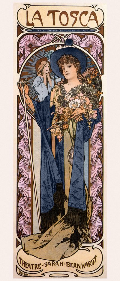 Poster voor Tosca met Sarah Bernhardt, 1899 door Alphonse Mucha