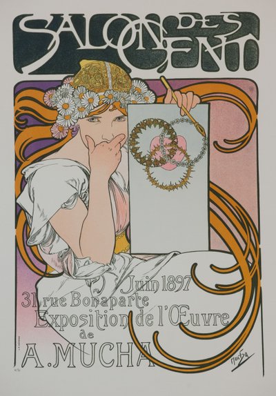Poster voor de A. Muchas tentoonstelling in de Salon des Cent, 1897 door Alphonse Mucha