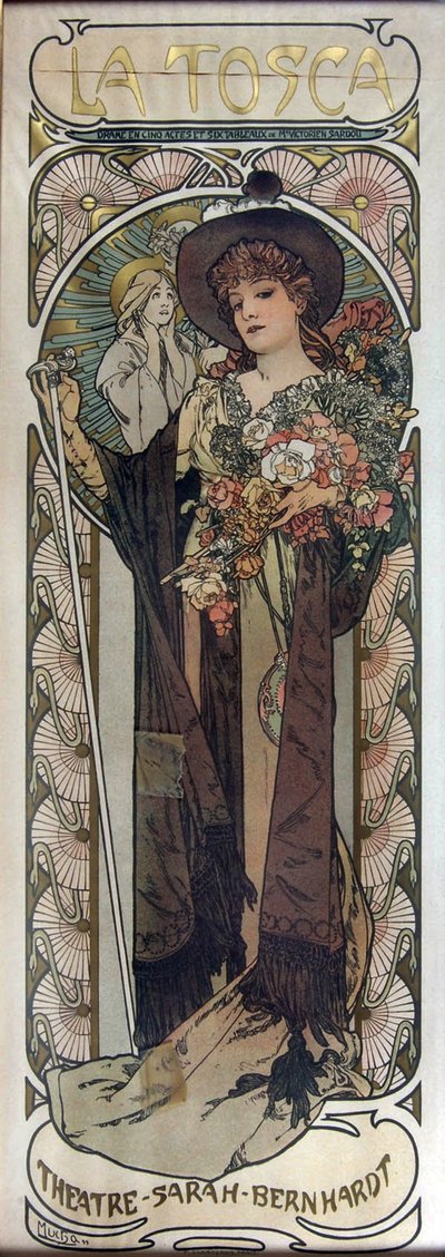 Poster voor het toneelstuk La Tosca door Victorien Sardou, 1899 door Alphonse Mucha