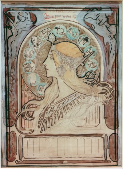Studie voor Zodiaque door Alphonse Mucha