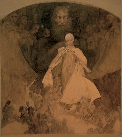 Studie voor De Tijd van Wijsheid door Alphonse Mucha