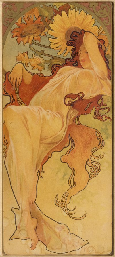 Zomer uit de serie Les Saisons door Alphonse Mucha