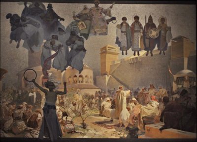 De Invoering van de Slavische Liturgie De cyclus Het Slavische Epos door Alphonse Mucha
