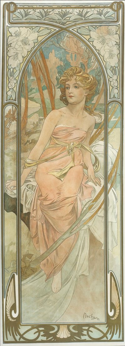 De Tijden van de Dag: Ochtend Ontwaken door Alphonse Mucha