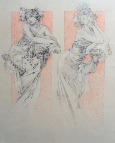 Voorstudie voor plaat 12 door Alphonse Mucha