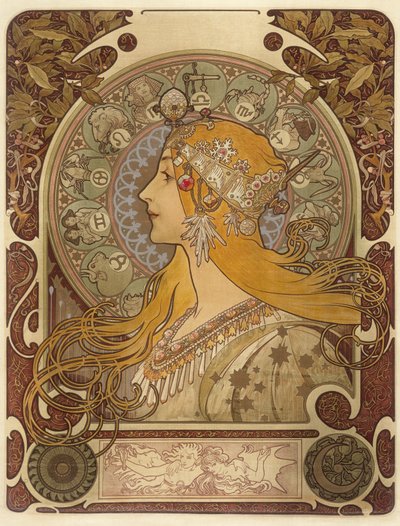 Zodiak, 1896 door Alphonse Mucha