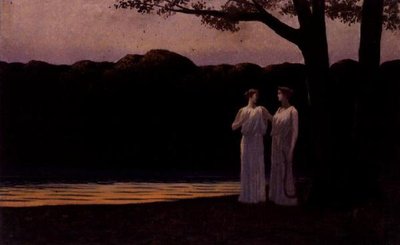 Muzen aan de Kust in de Avond door Alphonse Osbert
