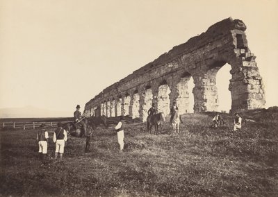 [Mannen te paard bij Romeins aquaduct], 1860s door Altobelli and Molins.