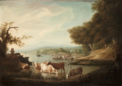 Een Kalm Waterplaats--Uitgebreid en Grensloos Tafereel met Vee, 1816 door Alvan Fisher