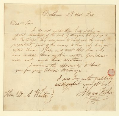 Brief aan Mr. D.A. White van de kunstenaar door Alvan Fisher
