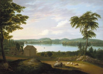 Uitzicht op Springfield aan de Connecticut River, 1819 door Alvan Fisher