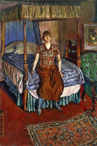 Portret van Iris Tree Zittend op een Hemelbed door Alvaro Guevara