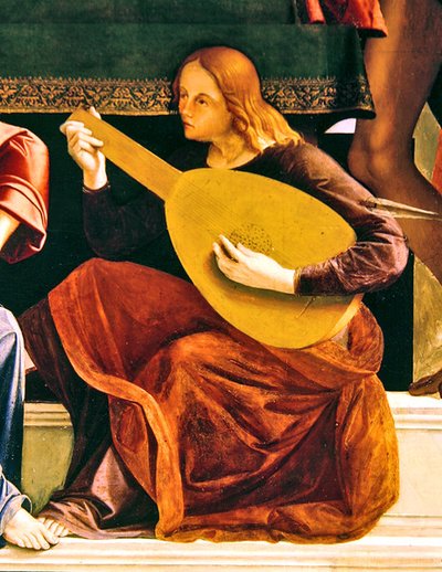 Detail van het altaarstuk van St. Ambrosius door Alvise and Basaiti Marco Vivarini