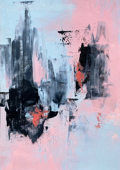 Blush Blue: abstracte penseelstreken door Alyson Storms