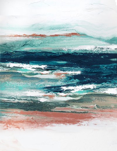 Diepblauw kustlandschap (abstract) door Alyson Storms