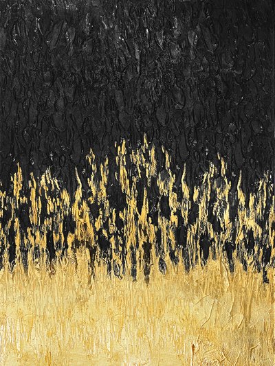 Gouden abstracte stroming door Alyson Storms