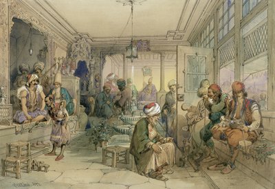 Een koffiehuis, Constantinopel, 1854 door Amadeo Preziosi