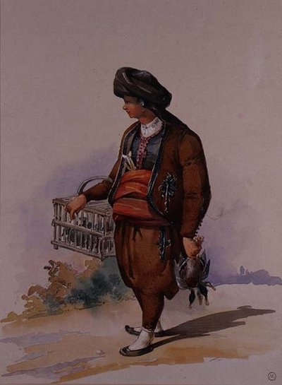 Een eendenverkoper, c.1855 door Amadeo Preziosi