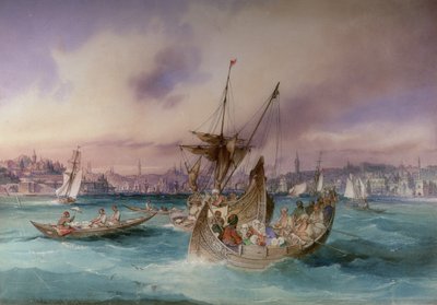 De ingang van de Gouden Hoorn, Constantinopel door Amadeo Preziosi
