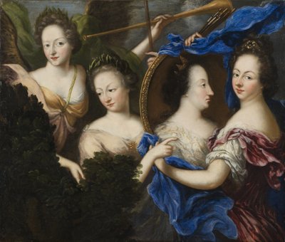 Allegorie met zelfportret en profielportret van Ulrika Eleonora de Oudere door Amalia Wilhelmina von Konigsmarck