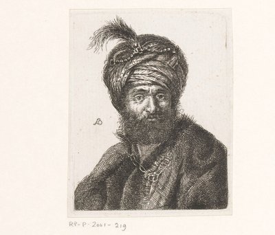 Borstbeeld van een man met een tulband door Amalie Baader