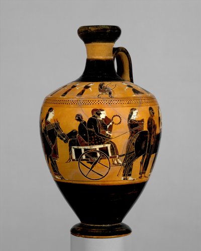 Terracotta lekythos, ca. 550-530 v.Chr. door Amasis Painter