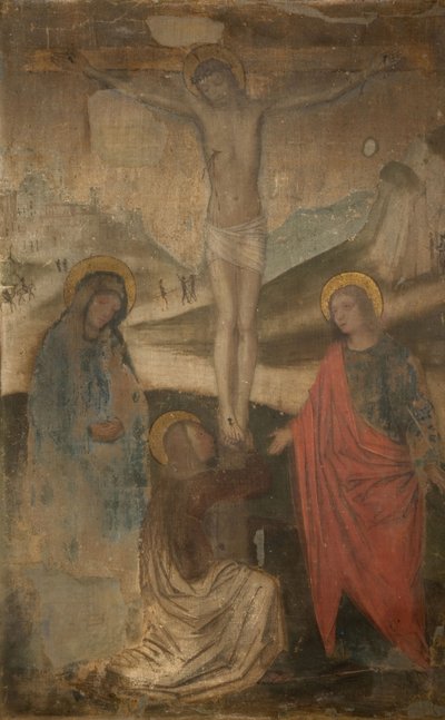 De Kruisiging met Maagd, St. Johannes en Magdalena, 1470-1523 door Ambrogio Bergognone