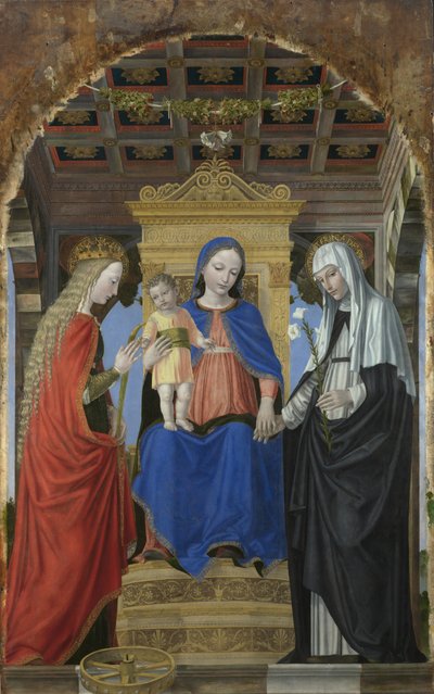 De Maagd en het Kind met Sint-Catharina van Alexandrië en Sint-Catharina van Siena, ca. 1490 door Ambrogio Bergognone