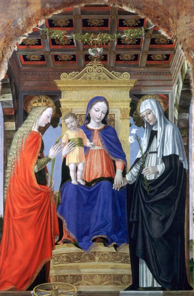 De Maagd en het Kind met Sint Catharina van Alexandrië en Sint Catharina van Siena, ca. 1490 door Ambrogio Bergognone