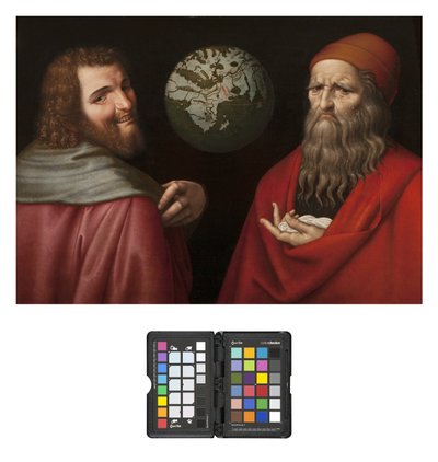 Heraclitus en Democritus door Ambrogio Giovanni Figino
