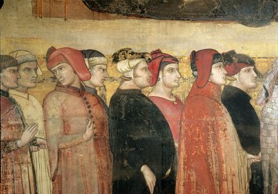 Allegorie van Goed Bestuur, detail van acht raadsleden door Ambrogio Lorenzetti