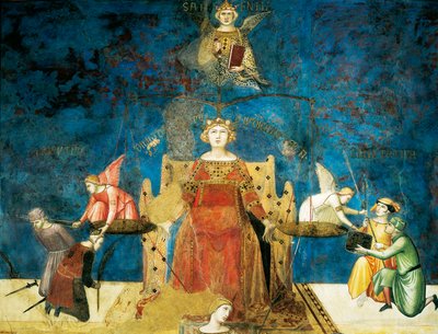Allegorie van Goed Bestuur, wijsheid en gerechtigheid (detail) door Ambrogio Lorenzetti