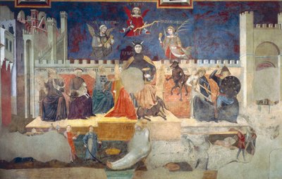 Allegorie van Slecht Bestuur, detail uit Allegorieën van Goed en Slecht Bestuur en hun Effecten op Stad en Platteland door Ambrogio Lorenzetti
