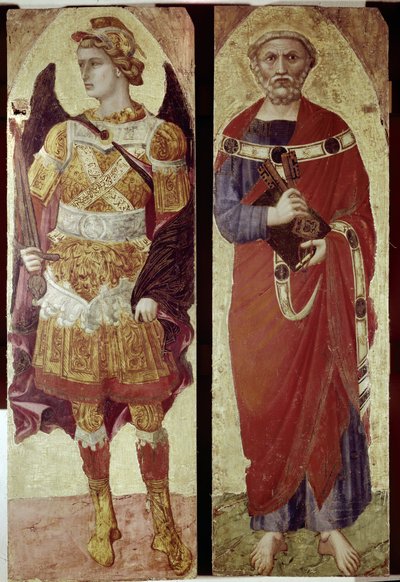 Aartsengel Michaël en Sint Petrus (detail) door Ambrogio Lorenzetti